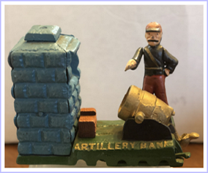 Image of Soldier Firing a Cannon Mechanical Bank